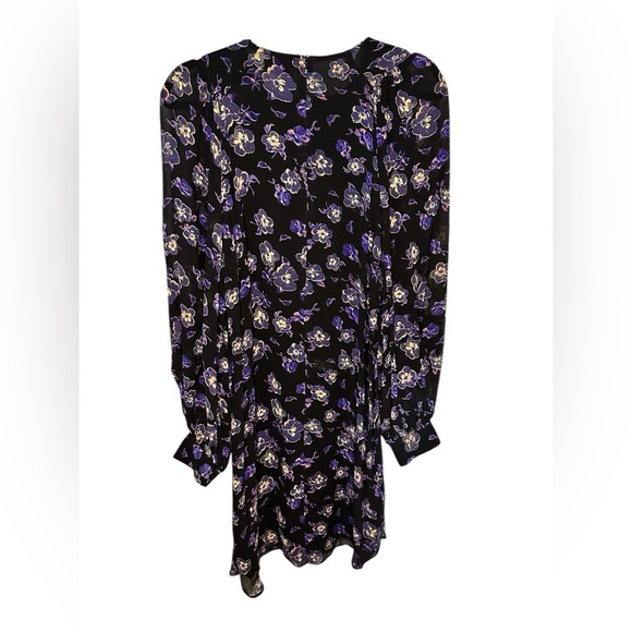 GANNI Georgette Floral Print Balloon Sleeve Mini Shift Dress Size 36/4 - Picture 8 of 10